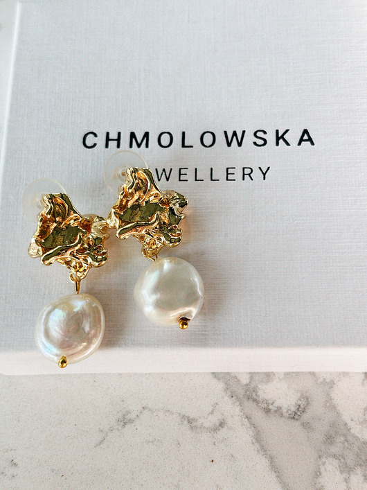 kolczyki z mosiądzu Kolczyki vintage z perłą