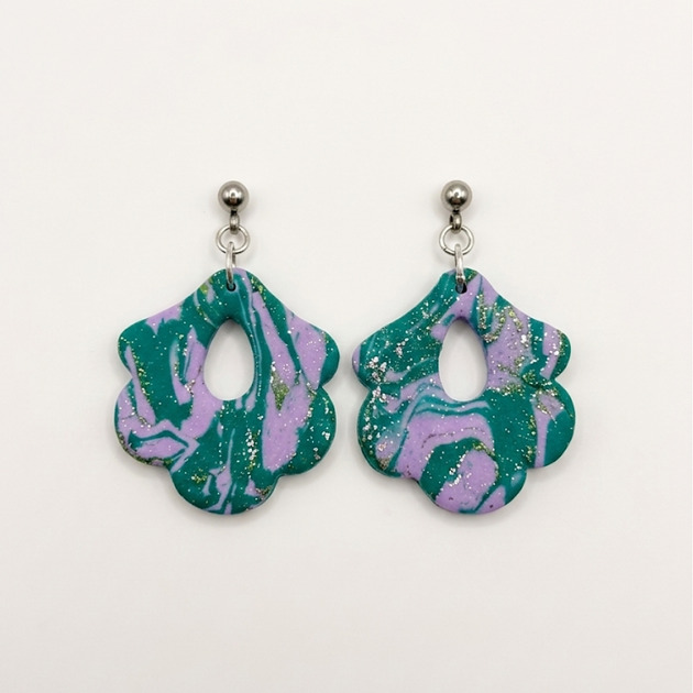 kolczyki z masy plastycznej Kolczyki Green Sparkle