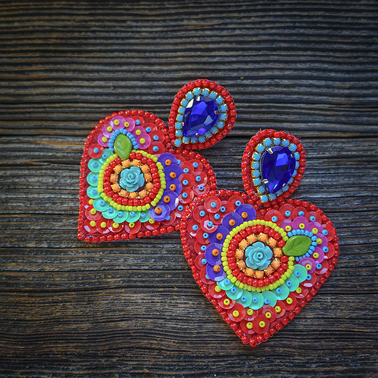 kolczyki soutache Kolekcja Frida - kolczyki kolorowe serca
