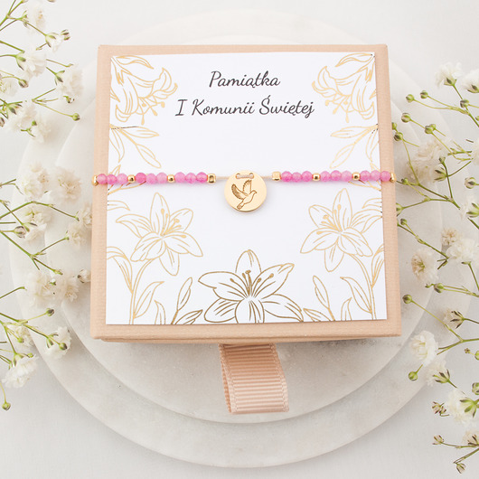 komunia - pozostałe Prezent na komunię bransoletka z gołębiem Dove