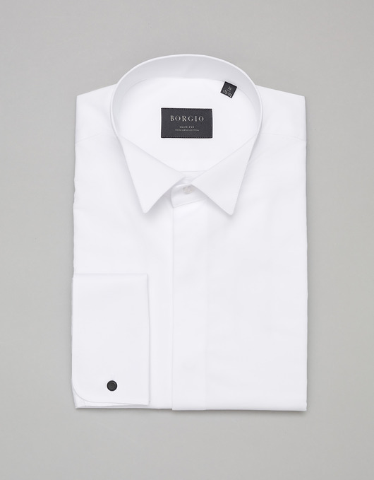 koszule męskie Koszula męska na spinki enna 00417 biały slim fit