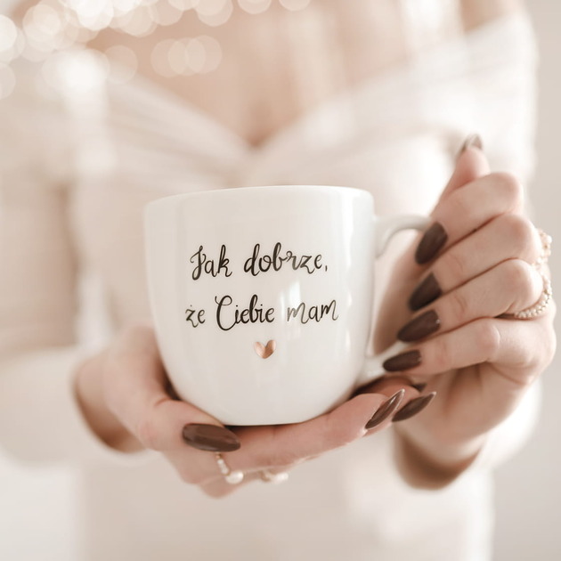 kubki Kubek 300 ml - Jak dobrze, że Ciebie mam ZŁOTE SERCE