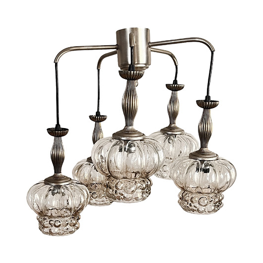lampy wiszące Żyrandol kaskadowy mid-century modern VEB Narva Leuchten, Niemcy, lata 70.