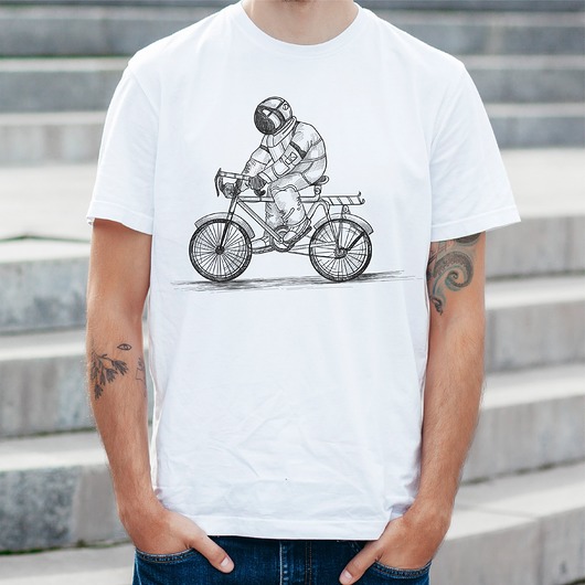 Koszulka  z nadrukiem Kosmiczny rowerzysta ART ORGANIC