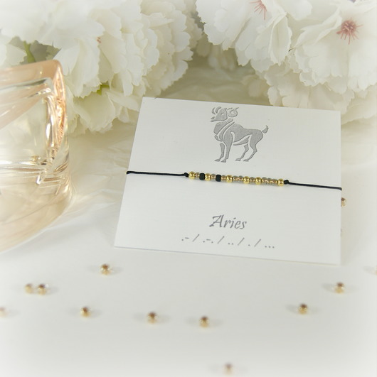 bransoletki na sznurku "Aries" Zodiak Morse Code Bracelet "Baran"