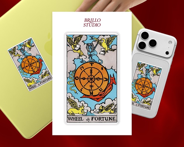 naklejki i wlepy Duża naklejka 3D z kartą tarota Koło Fortuny