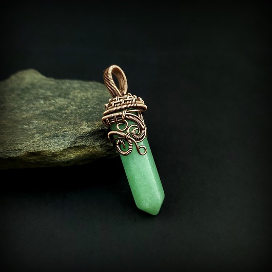wisiory Wisiorek z awenturynem wire wrapping