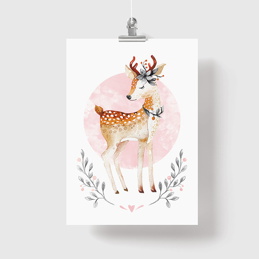 Plakat sarenka różowa A4 - 21.x29.7cm HOG STUDIO