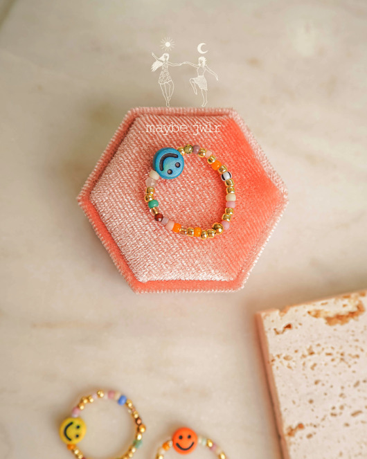 pierścionki elastyczne Pierścionek elastyczny Mix&Match niebieski uśmiech