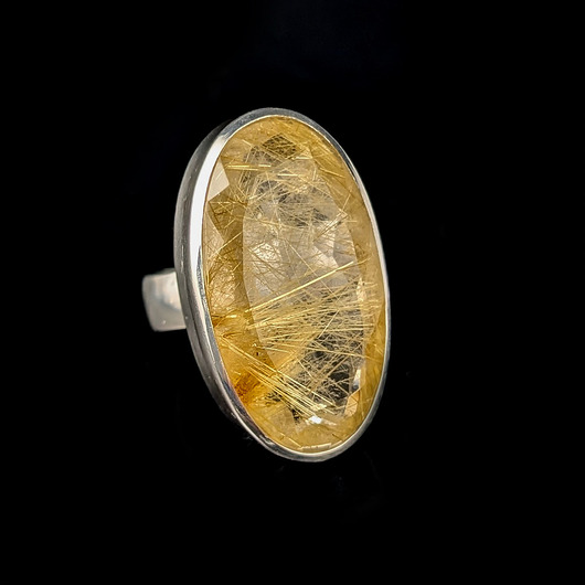 pierścionki srebrne Pierścionek złocisty klejnot- kwarc z rutylem