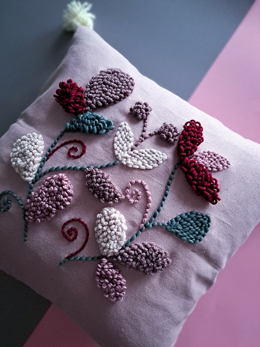 poduszki plecione Jesienna poduszka Boho punch needle