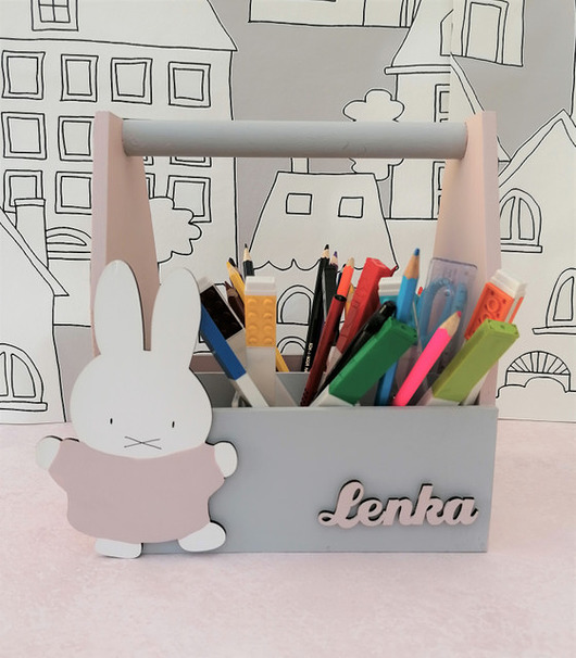 pojemniki na zabawki Organizer na kredki -  Króliczek-Pk14