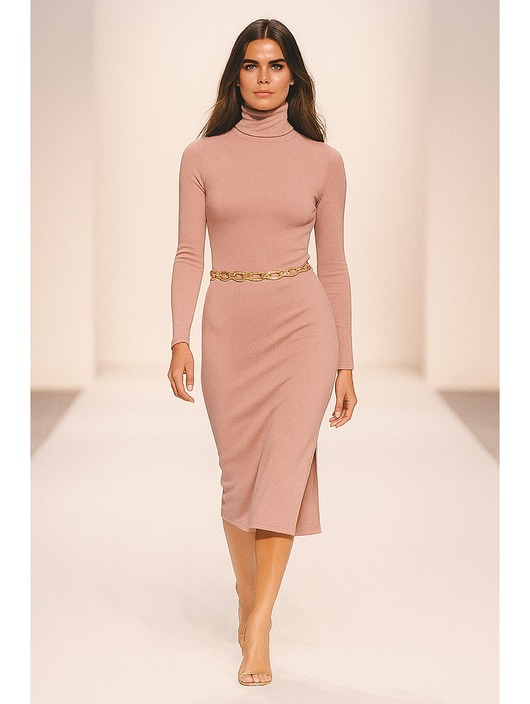 sukienki midi damskie Sukienka pudrowy róż YY300059