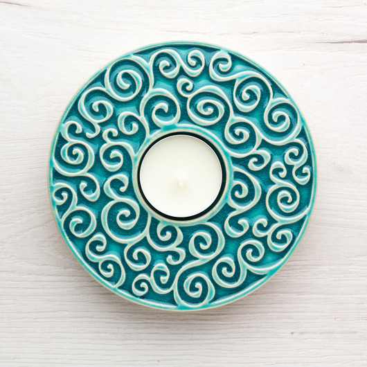 świeczniki i świece Lampion CON FUOCO turkusowy