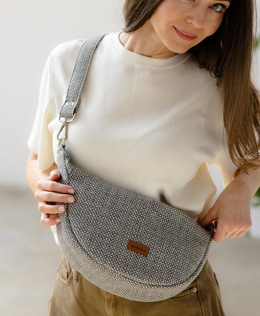 torby na ramię Mini ROGALIK z plecionki tapicerskiej