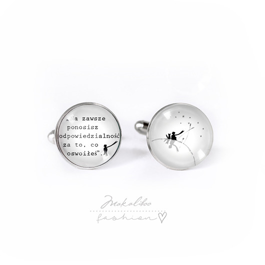 spinki do mankietów Mały Książę - friends/cytat spinki silver