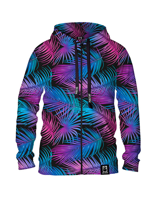 bluzy męskie Męska Bluza Expres Zamek DR.CROW Palmy Fiolet