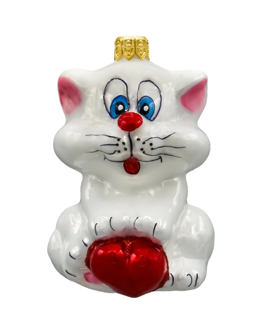 ozdoby choinkowe Bombka choinkowa: Kot z sercem: biały