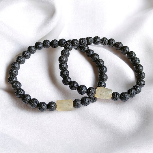 bransoletki z kamieni naturalnych Komplet dla pary : CYTRYN & LAWA : na gumce