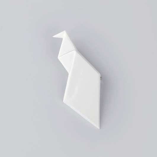Broszka Porcelanowa Origami Paw Biała StehlikDesign