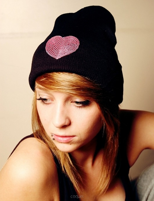 Czapka Sequin Heart Beanie Pink Coquet