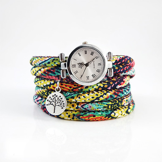 Zegarek, bransoletka - Kolorowy boho - owijany yenoo