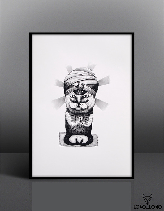 Duża Grafika - "Guru Cat" 50x70 cm Friedman Jewelry