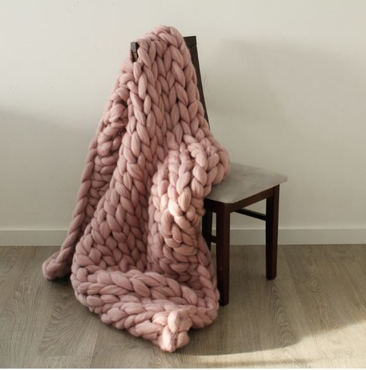 Różowy Koc z Wełny Czesankowowej 100x150 Cosy Concept