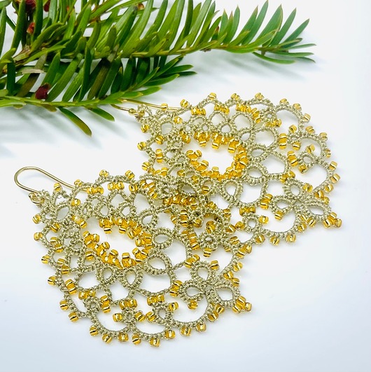 kolczyki szklane Kolczyki koronka frywolitka 096