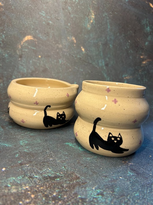 kubki Zestaw matcha Czarny kot