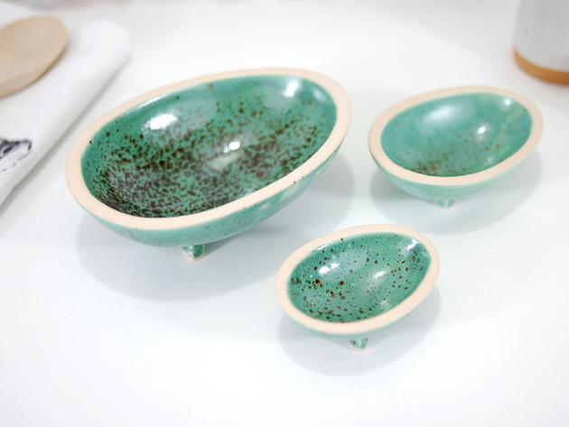 miski i misy Zestaw 3 ceramicznych miseczek do serwowania - jajek, sosów, przypraw
