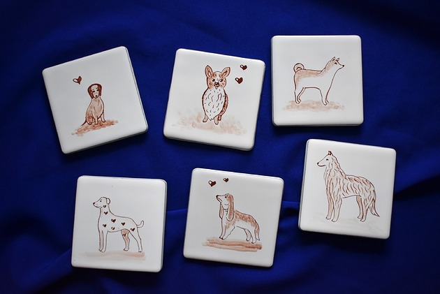 podkładki do kuchni Podkładki pod kubki kafelki psy