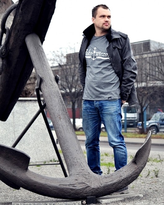 T-shirt męski szary ZAKOTWICZONY ZAKLAD ze 3MIASTO