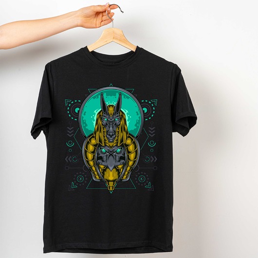 t-shirty męskie Koszulka organiczna z nadrukiem Anubis i orzeł
