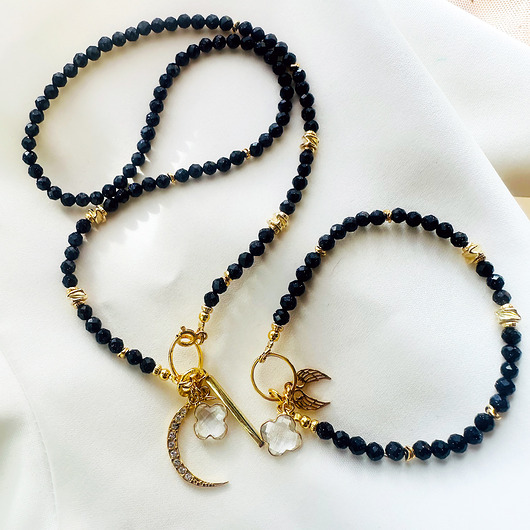 chokery Komplet biżuterii- Krótki Naszyjnik  NOC KAIRU, naszyjnik z księżycem