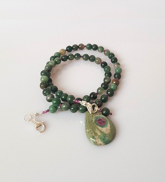 korale Naszyjnik z Fuchsytem i Rubinem Siła Harmonii