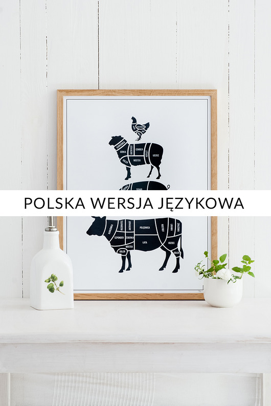 Plakat Meat Cuts BIAŁY Follygraph