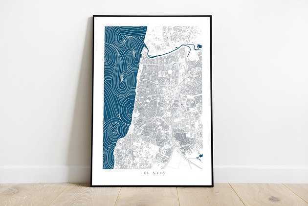 Plakat Tel Awiw / Izrael maps by P