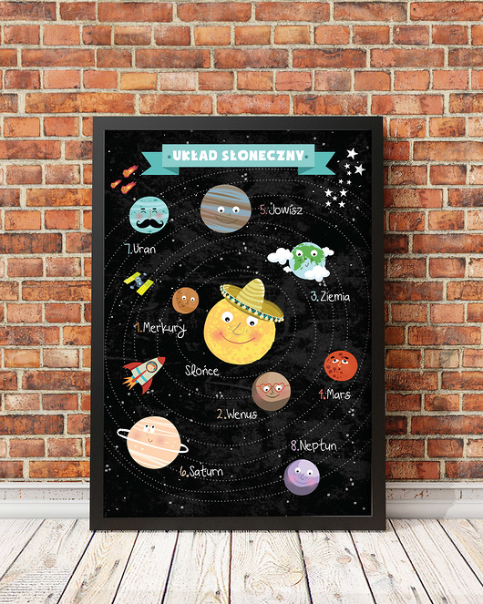Plakat Układ Słoneczny Czarny. Duży 50x70 cm Sprinkles