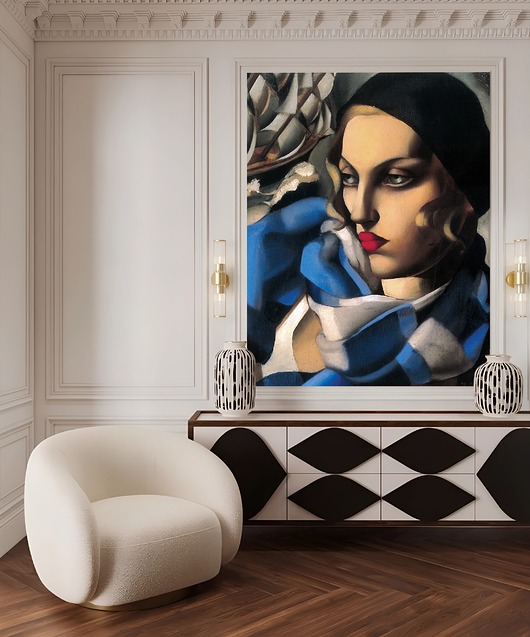 tapety i naklejki ścienne Tapeta -  Niebieski szal - T. Łempicka