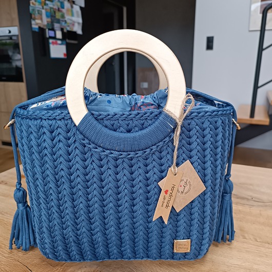 torebki do ręki Dostępna od ręki ręcznie robiona torebka w kolorze jeansowym
