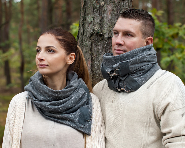 tuby i kominy Szal, Komin UNISEX - Ciemnoszary dresowy