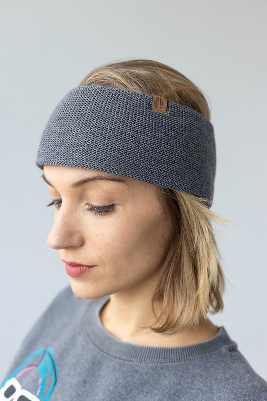 opaski do włosów LIS- opaska 100% wełna merino- popielaty