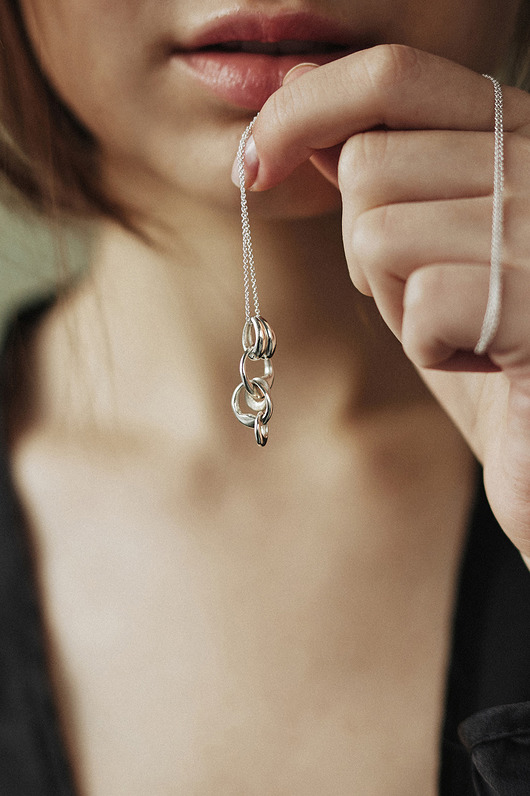 wisiory SMOOTH GEMstone long / silver necklace