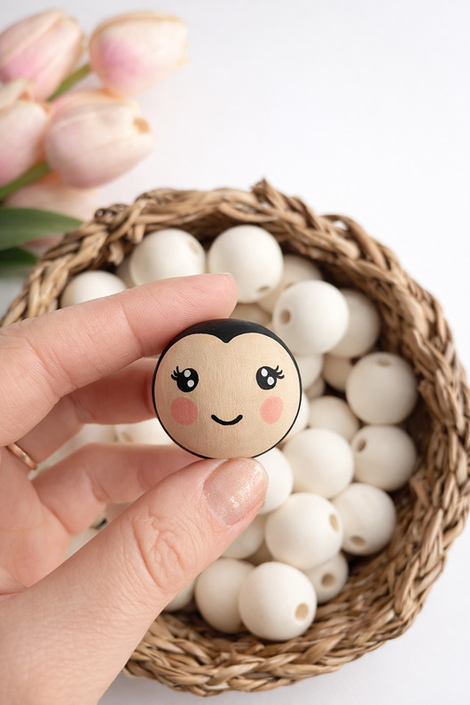 akcesoria różne Ręcznie malowany koralik biedronka 3 cm do makramy i rękodzieła 1 szt.