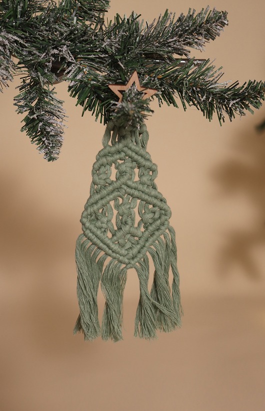 dekoracje świąteczne Ozdoba Bożonarodzeniowa - makramowa choinka