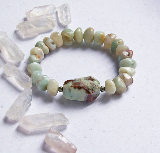 bransoletki z kamieni naturalnych UNIKAT - chryzopraz, amazonit