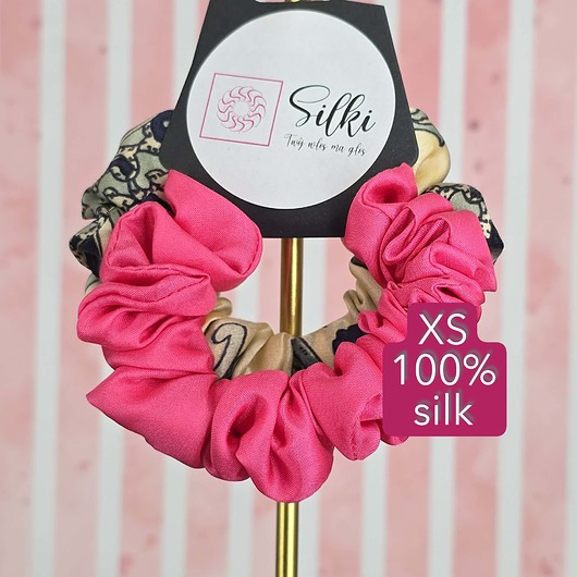 gumki do włosów XS mini mała gumka dla dzieci do włosów jedwab naturalny scrunchie mix