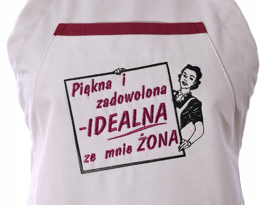 fartuchy kuchenne Fartuch Kuchenny bawełniany beżowy haftowany Idealna żona EXTRA PREZENT