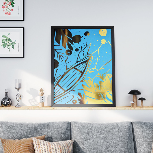 grafiki i ilustracje Plakat złocony - Łódź